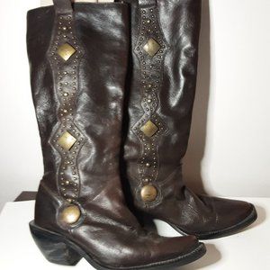 Boots, western style, Brown leather, 6 us,